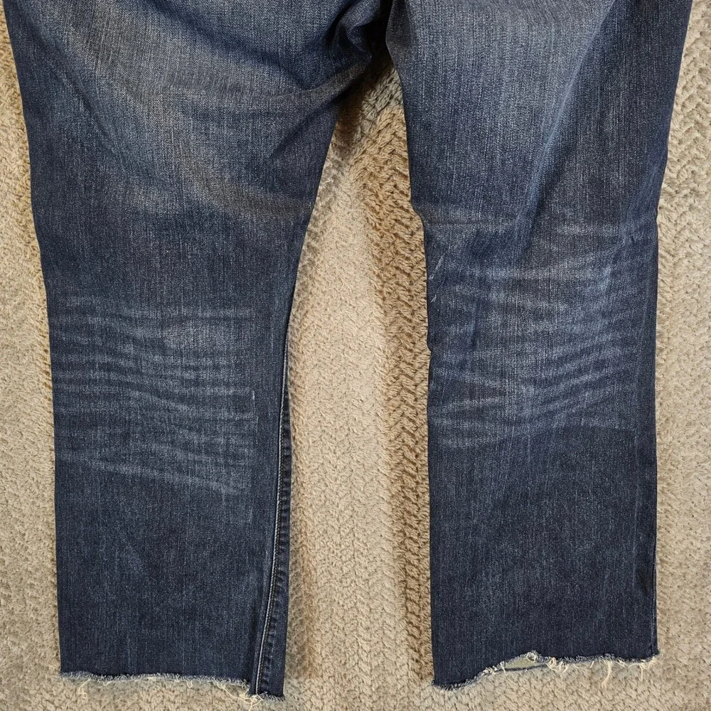 Gap 1969‎ Mens Boot Rockaway Jeans 38x30 Blue Raw Hem Frayed Denim 350476-00
